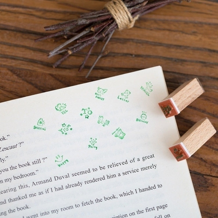 2 Sets D25 12PCS/Set Wooden Cartoon Handbook Decoration Stamps(B) by bashfashion