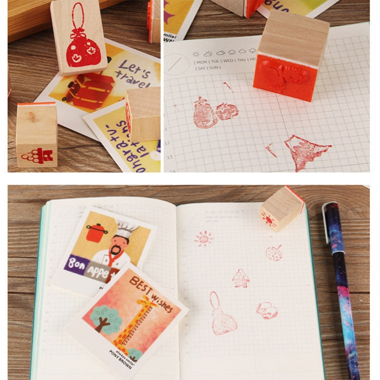 4 Sets 121 Cartoon Handbook Decoration Wooden Seals Diary Decoration Stamps(Life 2) by bashfashion
