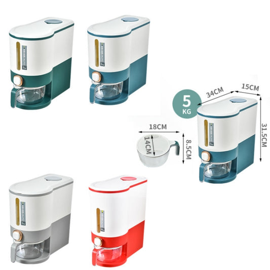 One Button Press Insect Proof Sealed Moisture Proof Fresh Rice Storage Bin, Size: 5 KG(Grey) by bashfashion