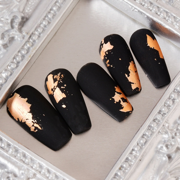 10 PCS K Gold Tin Foil Nail Decoration Nail Polish Adhesive Sticker(04 Light Gold) by bashfashion