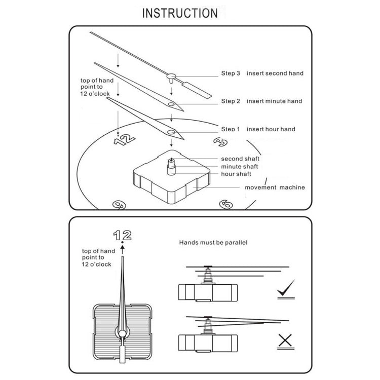 Shaft Length 18.5mm Quartz Clock Silent Movement + Luminous Hands DIY Kit,Spec: Movement+746 by bashfashion