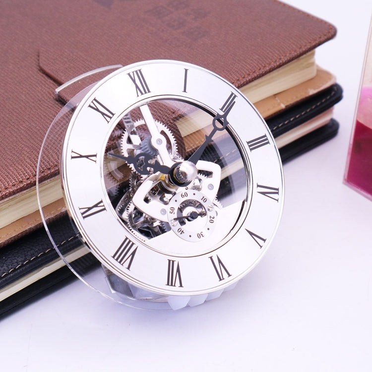 Metal See-through Quartz Clock Gear Clock DIY Accessories 86mm Silver Movement by bashfashion