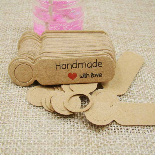100pcs /Set Small Retro Baking Label DIY Jewelry Price Tag Bookmark Gift Card, Specification: Handmade Cowhide by bashfashion