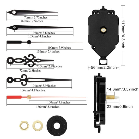 Shaft Length 23mm Quartz Pendulum Clock Movement DIY Movement Kits by bashfashion