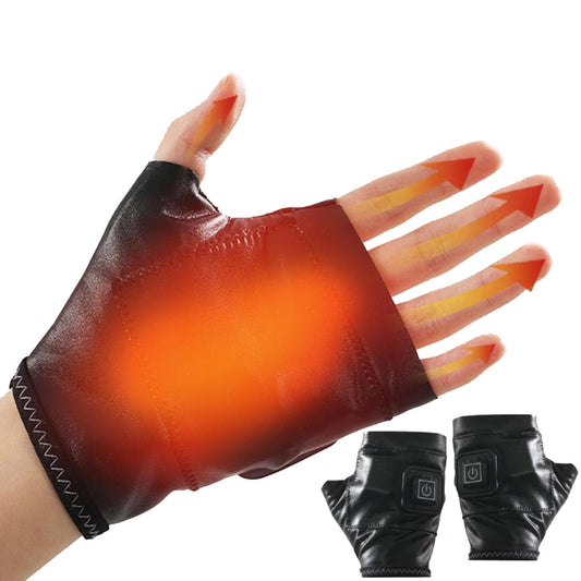 1 Pair Adjustable Temperature Rechargeable Intelligent Electric Heating Gloves Half Finger Gloves, Size: M(Pink) by bashfashion