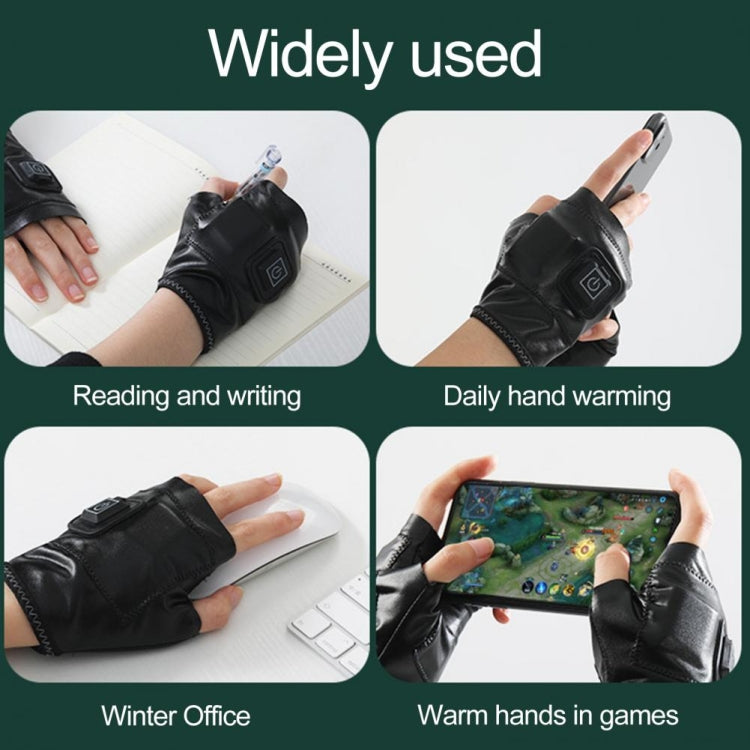 1 Pair Adjustable Temperature Rechargeable Intelligent Electric Heating Gloves Half Finger Gloves, Size: L(Black) by bashfashion