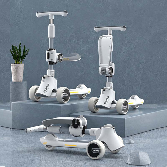 MIJIAQI 01 3 In 1 Multifunctional Foldable Children Scooter with Music and Lights, Spec: White by MIJIAQI
