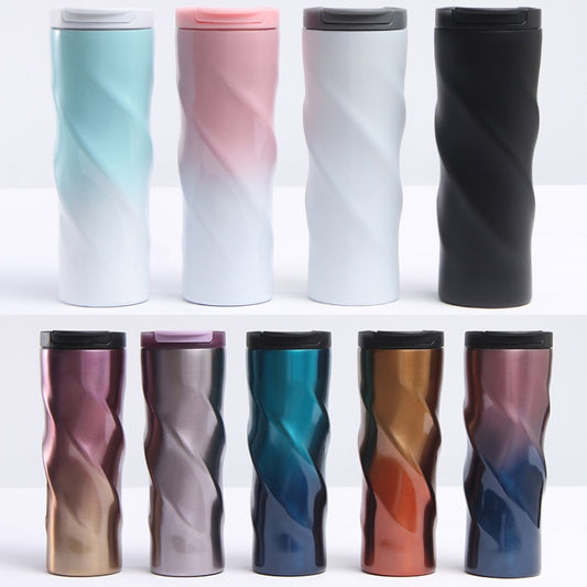 Stainless Steel Thread Insulation Cup Creative Alien Rotation Cup(Pink Gradation) by bashfashion