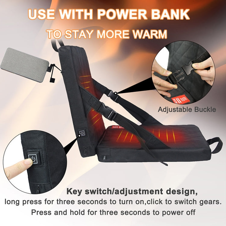 Outdoor Portable Camping Heated Foldable Cushion, Size: 33x38x4cm(Black) by bashfashion