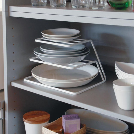 Three-layer Kitchen Dish Storage Rack Cabinet Tiered Shelf(White) by bashfashion