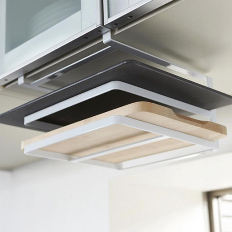 Double-layer Punch-free Kitchen Wall-Mounted Cutting Board Rack(White) by bashfashion