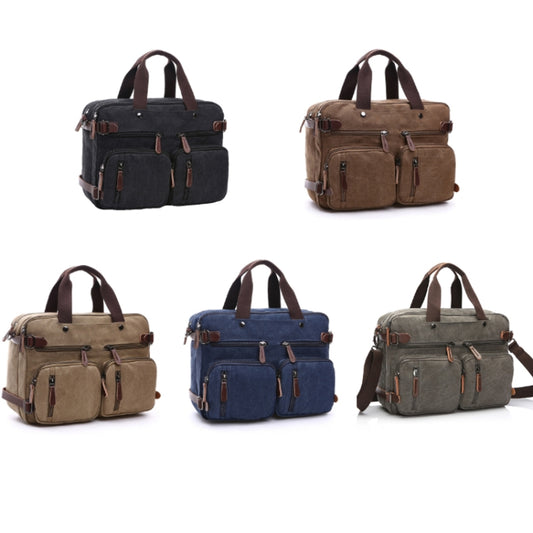 Casual Canvas Three-Purpose Business Briefcase Computer Bag, Color: Khaki Large by bashfashion