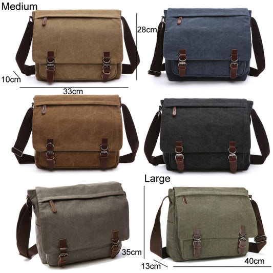 Versatile Canvas Shoulder Messenger Bag Business Computer Bag, Color: Dark Blue Medium by bashfashion