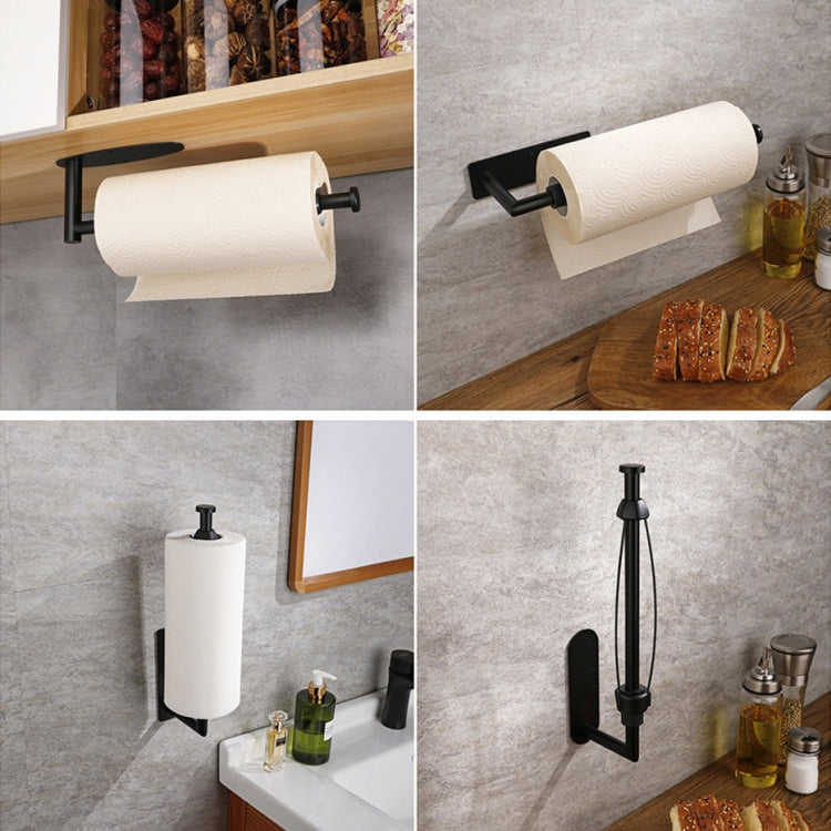 Stainless Steel Damping Effect Roll Paper Holder Paper Towel Bar(Black) by bashfashion