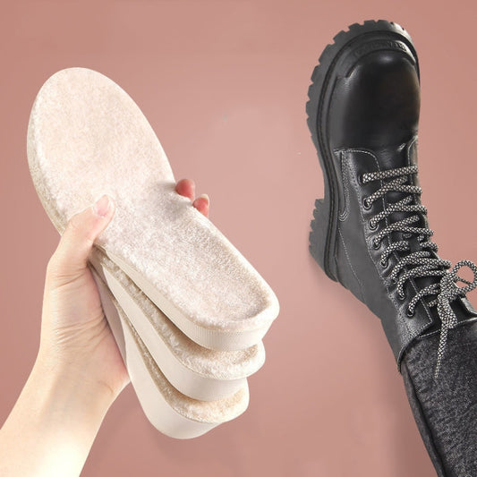 3pairs Winter Velvet Insoles Warm Inner Height Increase Insoles 2.5cm Beige(37) by bashfashion