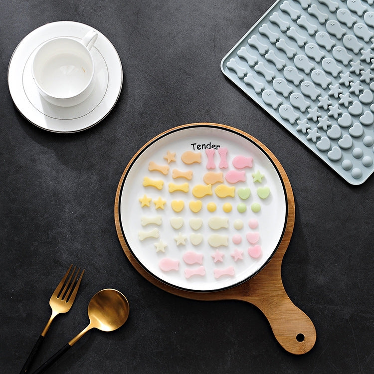 130 Grids Silicone Mat Baking Mold Mini Pet Snacks Dog Food Baking Pan Mold Biscuit Cake Mold(Blue) by bashfashion