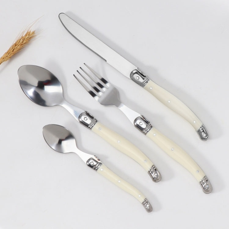 Stainless Steel Knife Fork Spoon Set Plastic Handle Western Tableware, Specification: 6 Forks by bashfashion