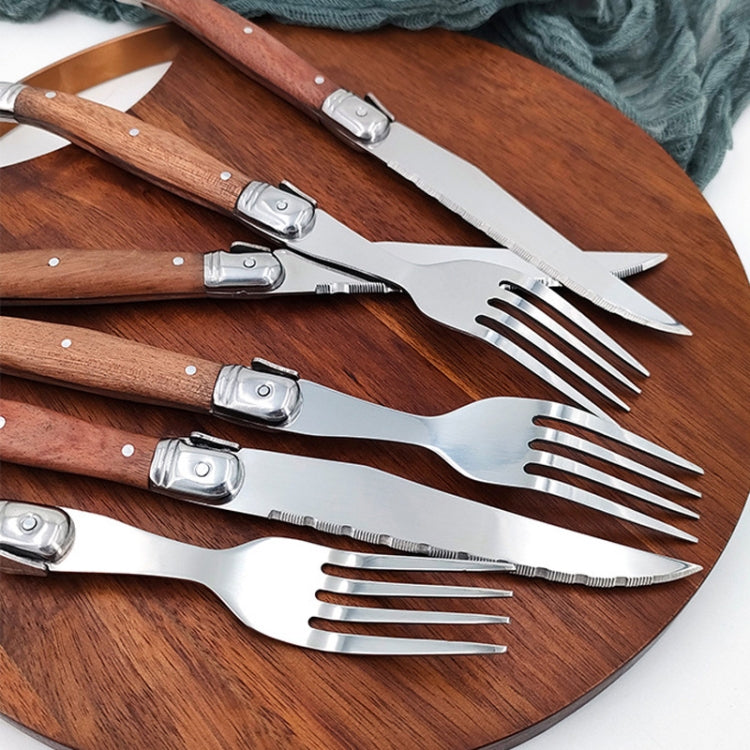 Rosewood Handle Stainless Steel Knife and Fork Cutlery,Spec: 1 Fork by bashfashion