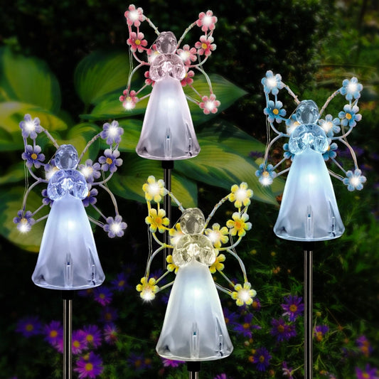 Solar Angel Garden Light Outdoor Decoration Patio Garden Ground Plug Light(Pink) by bashfashion