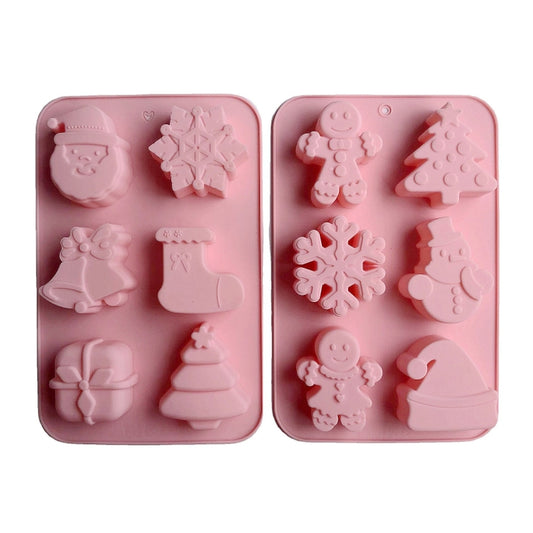 6 Cavity Cake Mold Food Grade Non-Stick Silicone Merry Christmas Festival Dessert Making Mould(Style 1) by bashfashion