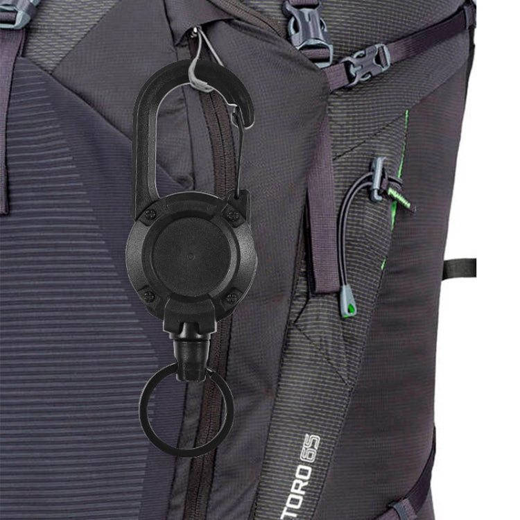 Backpack Carabiner Plastic Retractable Pull Badge Reel, Color: Black-Steel Wire Rope by bashfashion