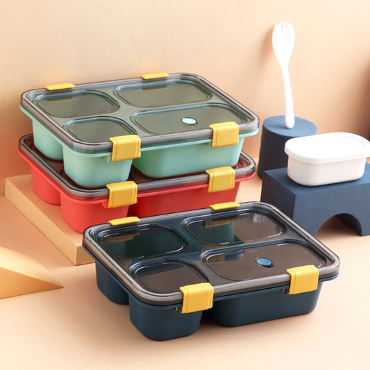 Sealed Compartment Microwave Plastic Lunch Box Portable Student Lunch Plate, Specification: 850ml (Green) by bashfashion