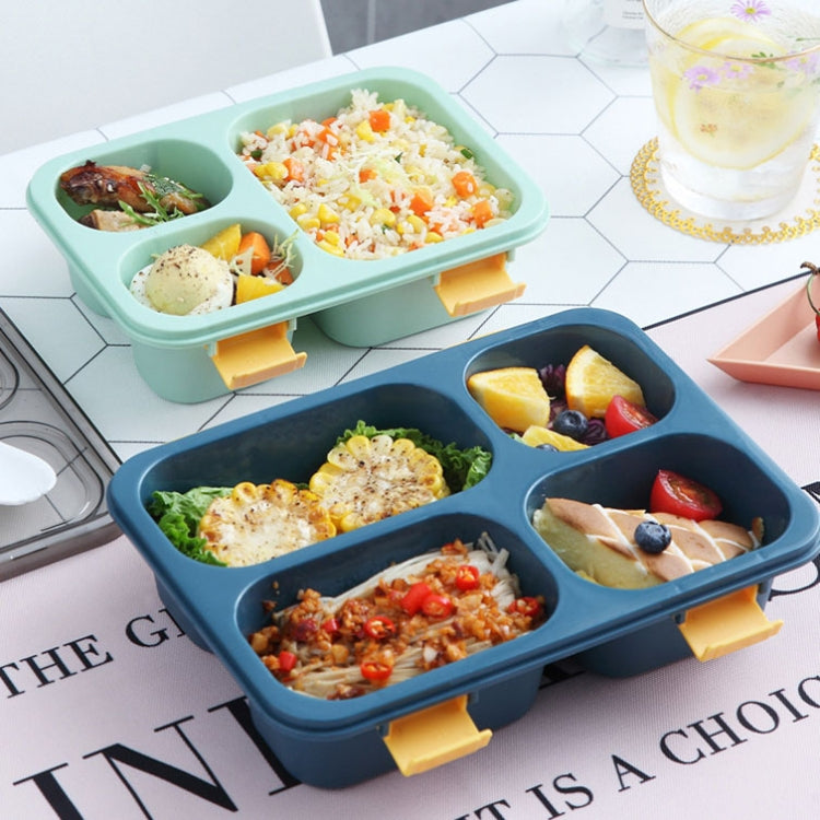 Sealed Compartment Microwave Plastic Lunch Box Portable Student Lunch Plate, Specification: 850ml (Green) by bashfashion