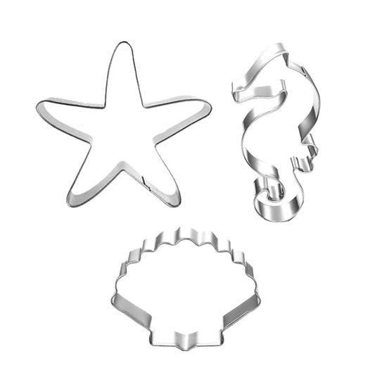 3 in 1 Ocean Series Seahorse Starfish Shell Baking Moulds Flip Sugar Cookie Mould by bashfashion