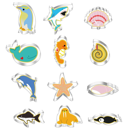 12pcs/set Stainless Steel Biscuits Mold Sea Creature Combination Set Baking DIY Tools by bashfashion