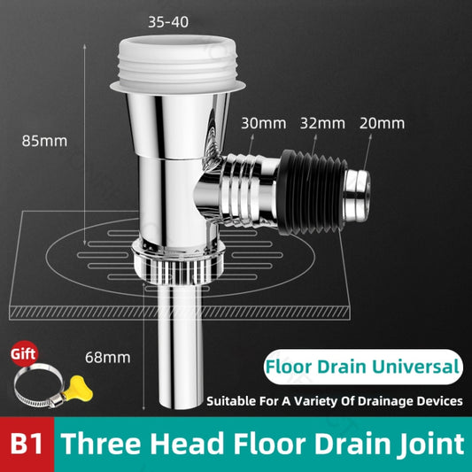 Three Head Washing Machine Floor Drain Joint Pipe Connector, Spec: B1 by bashfashion