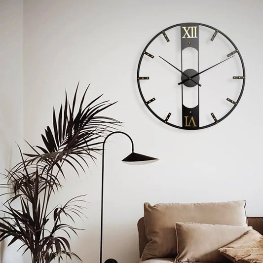 YX8836 Home Decor Wall Clock Wrought Iron Rivet Scale Silent Clock, Size: 80cm by bashfashion