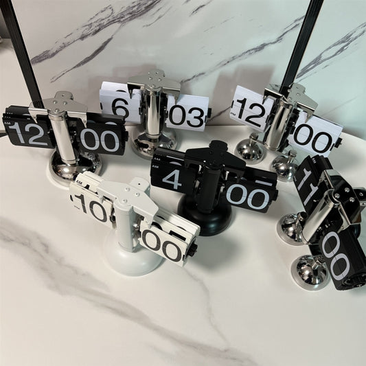 HY-F001 Auto-turning Balance-shaped Clock Home Decorative Flop Clock, Spec: Double (White) by bashfashion