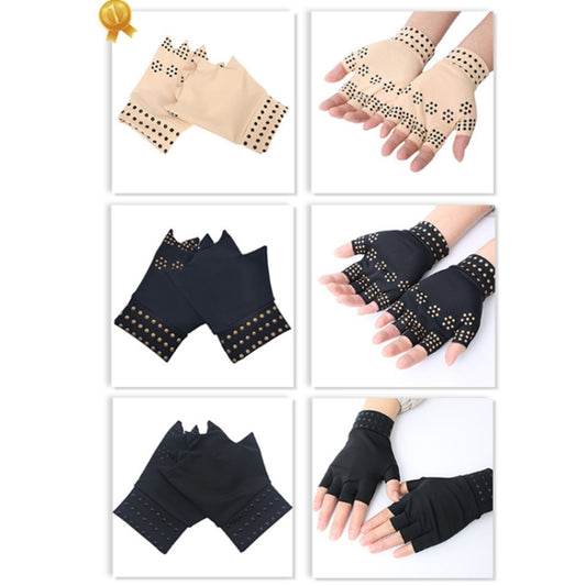 Dispensing Half Finger Non-slip Pressure Gloves Joint Training Sports Gloves, Free Size(Black Gold Dots) by bashfashion