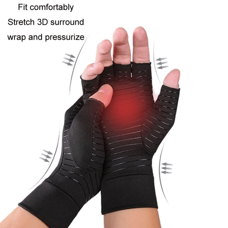 Outdoor Cycling Half Finger Gloves Inflammatory Joint Rehabilitation Silicone Gloves, Size: S(Black) by bashfashion
