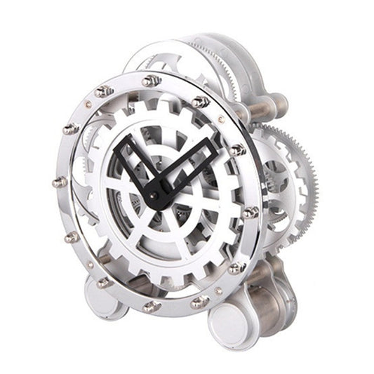 HY-G001 Rotating Double Gear Living Room Stainless Steel Decorative Clock(Silver) by bashfashion