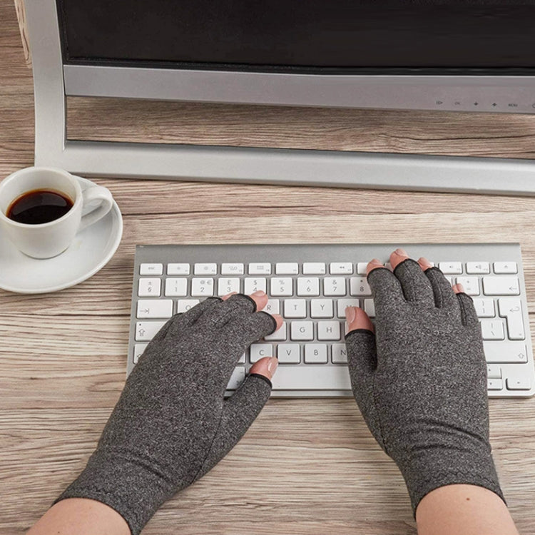 Arthritis Rehabilitation Silicone Non-slip Cycling Half Finger Gloves, Size: XL(Gray) by bashfashion