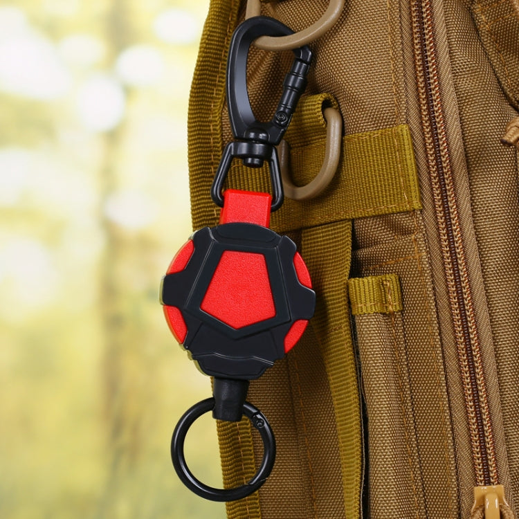 Telescopic High Resilience Steel Wire Rope Metal Anti-theft Buckle(Key Ring Red White) by bashfashion