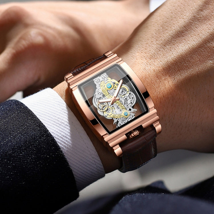 BINBOND B5011 Gear Hollow Outdoor Waterproof Luminous Men Business Watches(Black Steel Steel Strap) by BINBOND