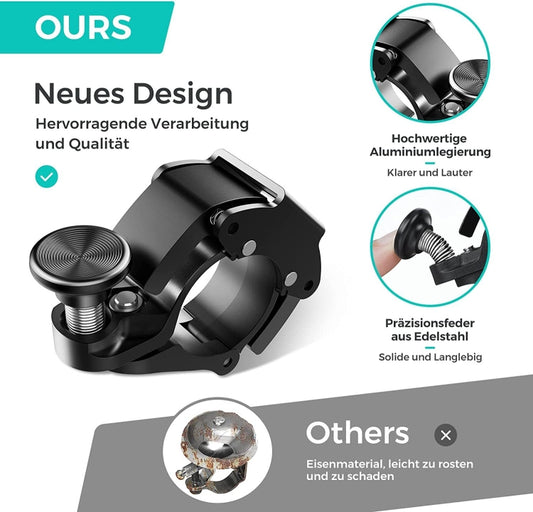 100dB Aluminium Alloy Mini Bicycle Bell Bicycle Horn for 22-24 mm Handlebar(Black) by bashfashion