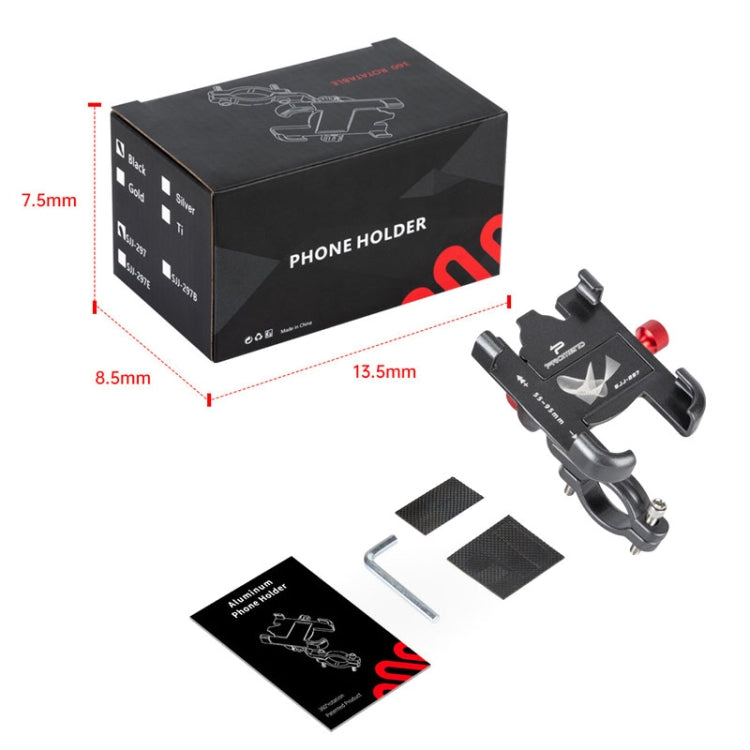PROMEND SJJ-297 Aluminum Alloy Rotation Adjustable Bicycle Mobile Phone Bracket(Titanium) by bashfashion