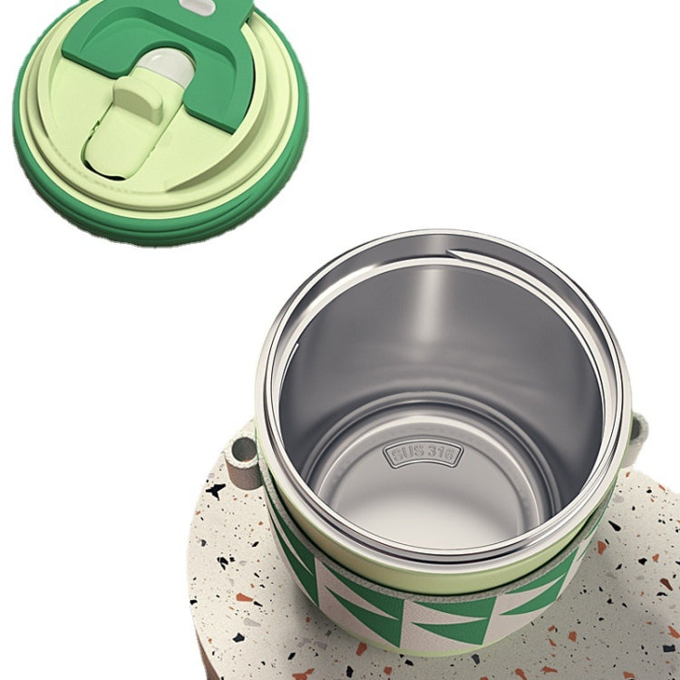 300ml 316 Stainless Steel Thermos Cup Three-purpose Straw Direct Drinking Coffee Cup(Light Green) by bashfashion