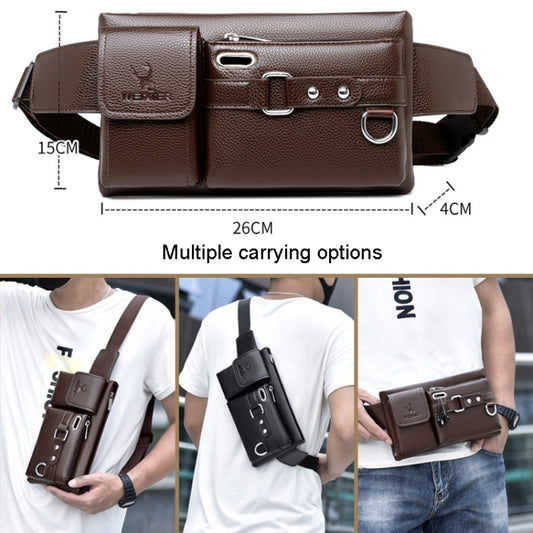 WEIXIER 8117 Men Sports Waist Bag Multi-Function Outdoor PU Bag(Brown) by WEIXIER