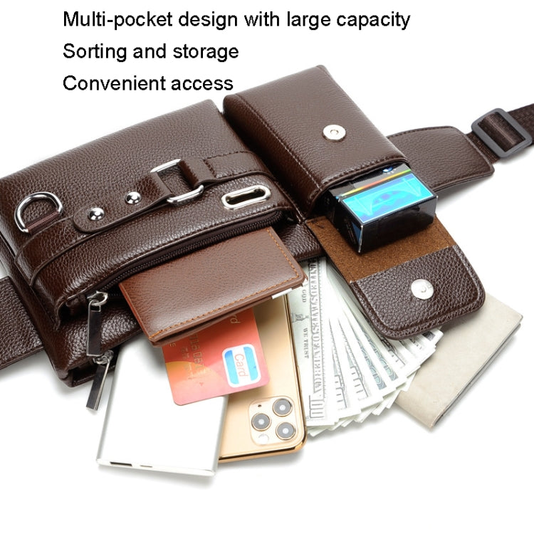 WEIXIER 8117 Men Sports Waist Bag Multi-Function Outdoor PU Bag(Brown) by WEIXIER