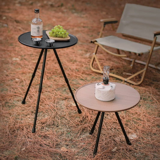 Outdoor Aluminum Alloy Folding Small Round Table Portable Liftable Camping Table, Color: Wood Color by bashfashion