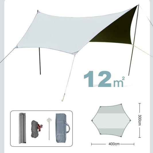 Outdoor Camping Tent, Style: Vinyl Sunscreen Hexagon 4x3m Sky Blue by bashfashion