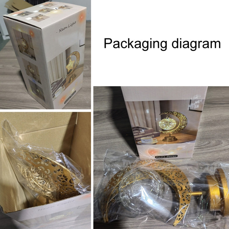 LED Wrought Iron Moon Shape Atmosphere Bedroom Table Lamp(Moon Star) by bashfashion