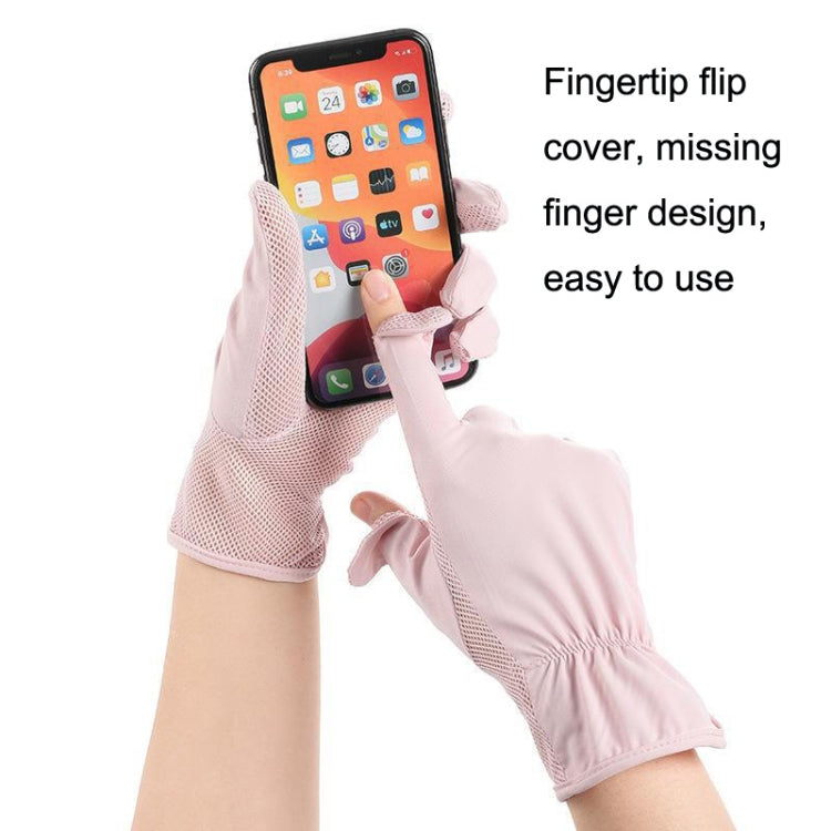 1pair Summer Sunscreen Breathable Thin Anti-ultraviolet Finger Fishing Ice Silk Gloves Free Size(Clove Purple) by bashfashion