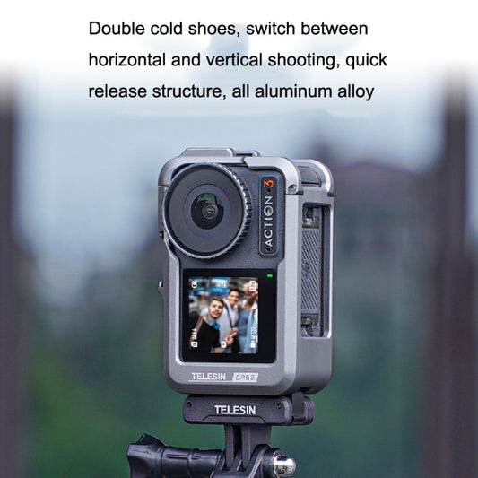 For DJI Osmo Action 3 TELESIN OA-FMS-004 Motion Camera Metal Rabbit Cage Protection Frame(Grey) by TELESIN