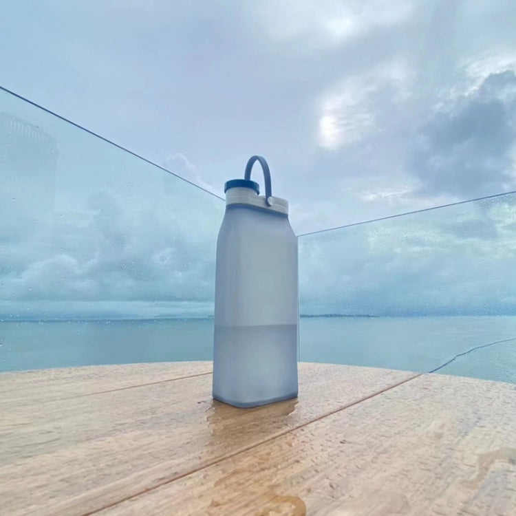 600ml Outdoor Sports Portable Silicone Folding Water Cup Minimalist Travel Large Capacity Milk Bottle(Gray) by bashfashion