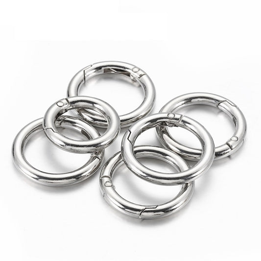 20pcs Zinc Alloy Spring Ring Metal Open Bag Webbing Keychain, Specification: Inch 2 Silver by bashfashion